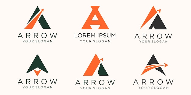 Letra A com conjunto de ícones de logotipo de seta.