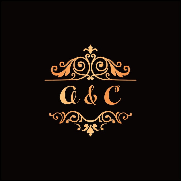 Letra ac iniciais ilustração do logotipo do casamento