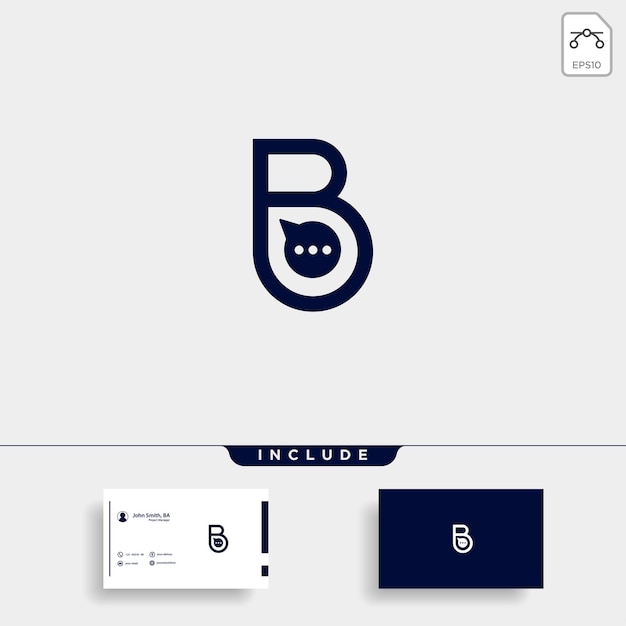 Letra b conversa conversa logotipo modelo vector design ícone de mensagem