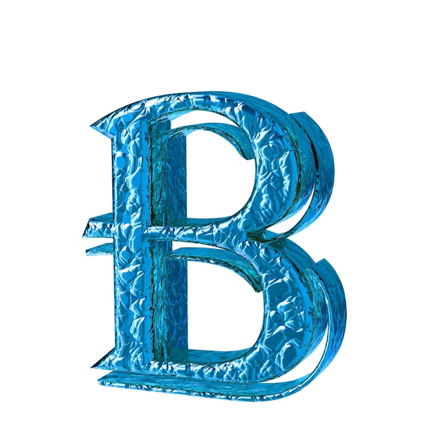 Vetor letra b da vista lateral direita dos símbolos azuis canelados