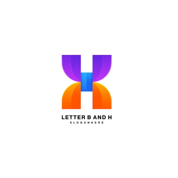 Vetor letra b e h logotipo design gradiente símbolo colorido