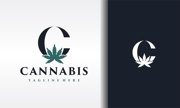 Letra c logotipo de cannabis