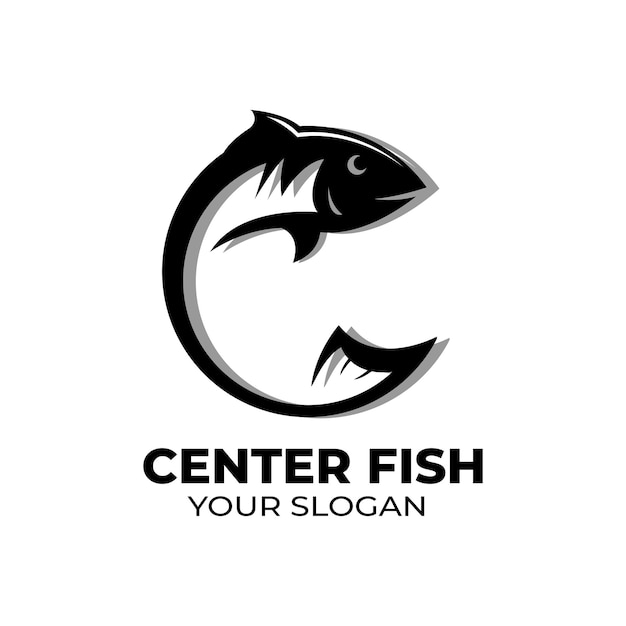 Letra c logotipo de peixe