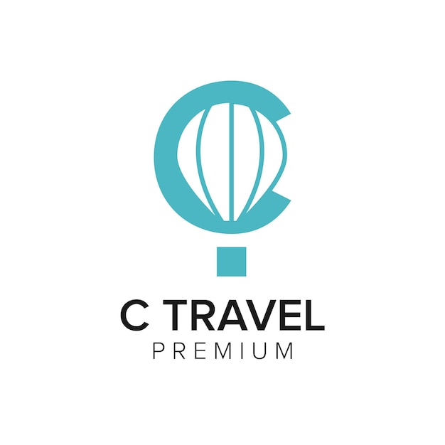 Letra c modelo de vetor de ícone de logotipo de viagem