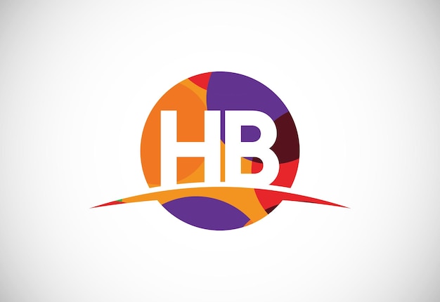 Vetor letra colorida hb vetor de design de logotipo logotipo moderno para identidade visual de empresa de negócios em estilo de arte de baixo poli