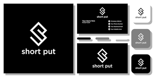 Letra curta letra sp estilo maiúsculo geométrico com modelo de cartão de visita