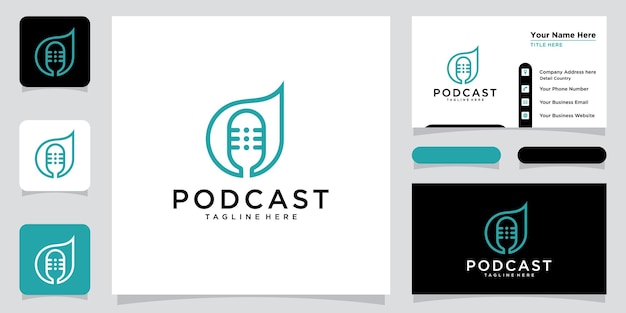 Letra d com ilustração de modelo de logotipo de podcast vetor premium