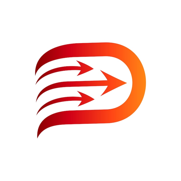 Vetor letra d com logotipo da seta