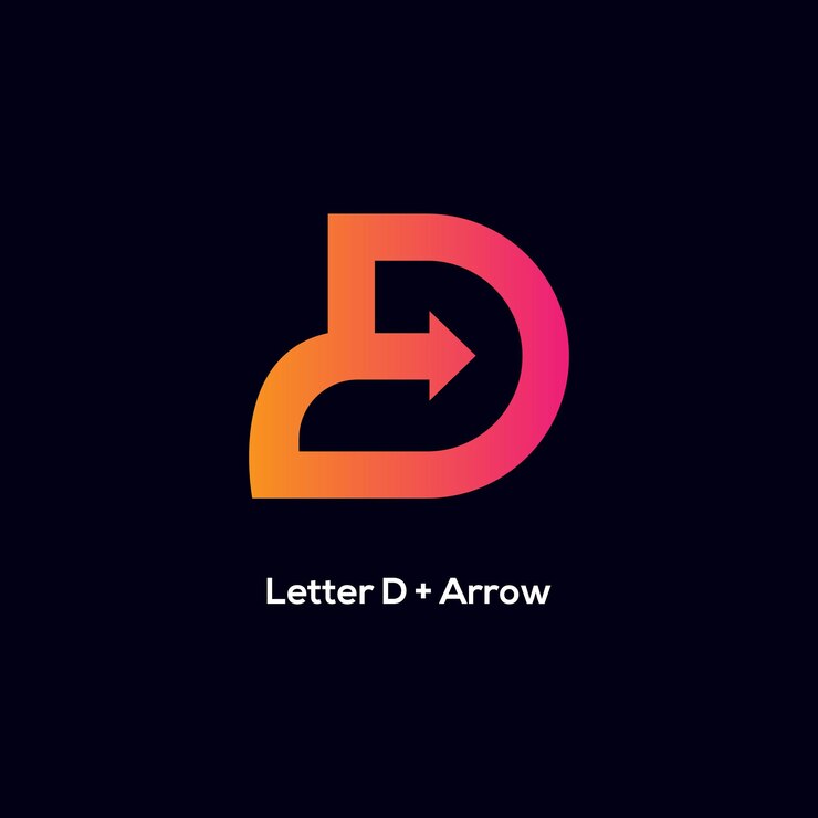 Vetor letra d e design de logotipo de seta