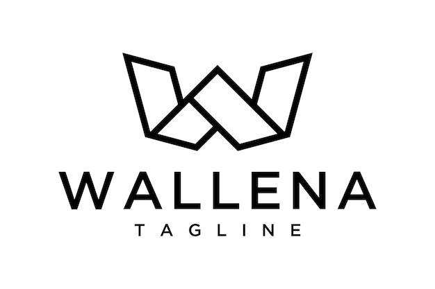 Letra de ilustração sinal W para uma empresa com um design de logotipo moderno e simétrico
