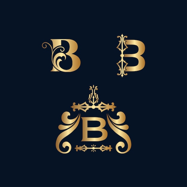 Vetor letra de logotipo de ouro cosmético b