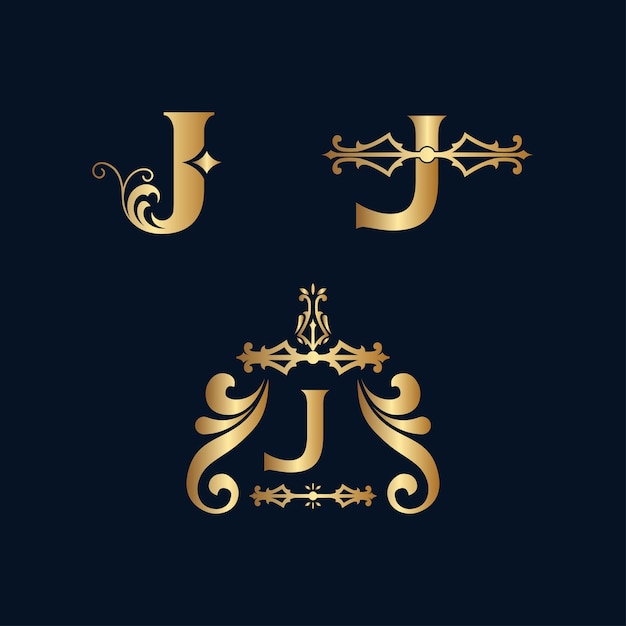 letra de logotipo de ouro cosmético J