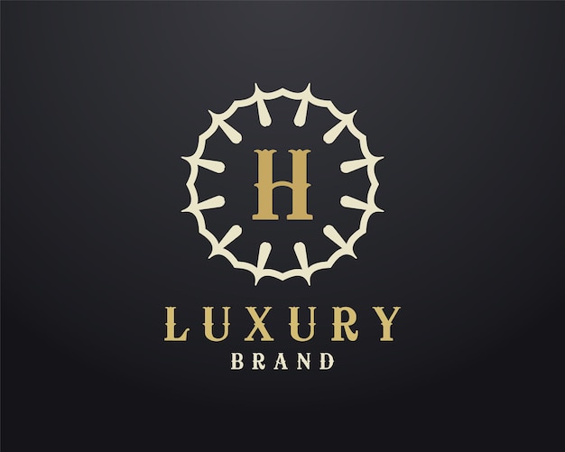 Vetor letra de luxo h monograma vetor logotipo design mandala e logotipo do hotel
