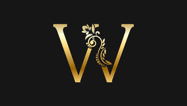 Letra de luxo W nome dourado inicial conceito de design de logotipo moderno para uma marca ou empresa