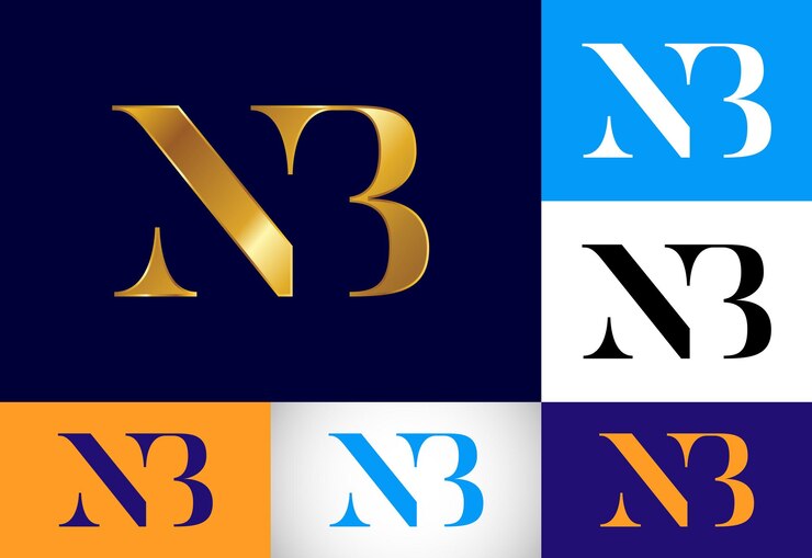 Vetor letra de monograma inicial nb logo design vector gráfico alfabeto símbolo para negócios corporativos