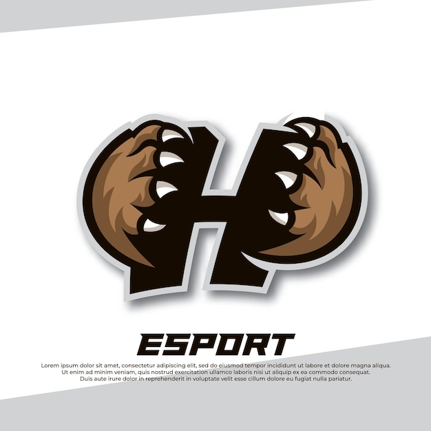 Letra do logotipo de esport de garra H Logotipo de esport de tigre Logotipo esport de garra de urso Fox esport logotipo Coyote esport logo