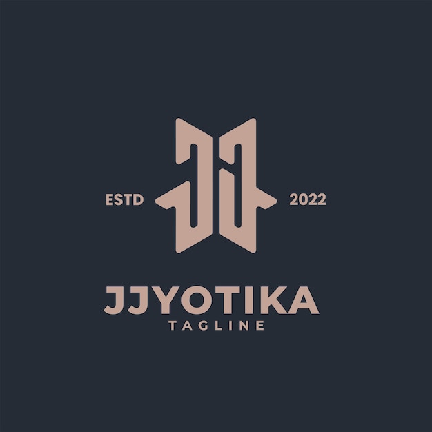 Letra do logotipo do monograma das iniciais JJ