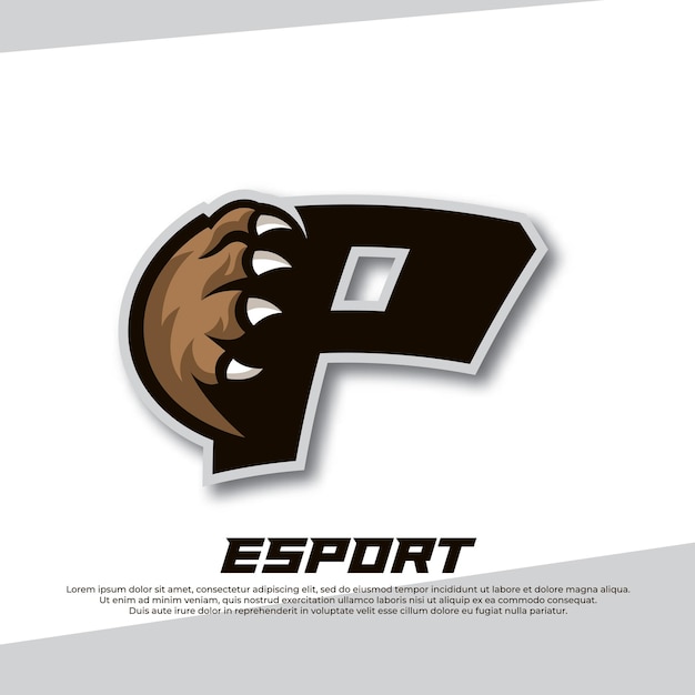 Letra do logotipo esport de garra P Logo esport de tigre Logo esport de garra de urso Fox esport logotipo Coyote esport logo