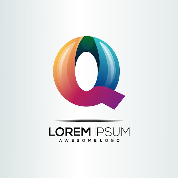 Letra do logotipo q gradiente colorido inicial 3d