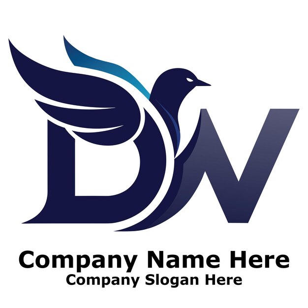 Vetor letra dw com logotipo dove letra dw logotipo