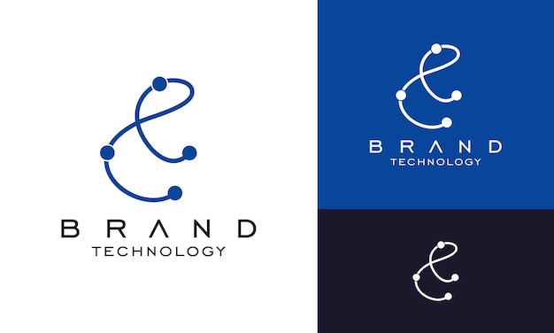 Letra e c símbolo de linha para logotipo de tecnologia futurista