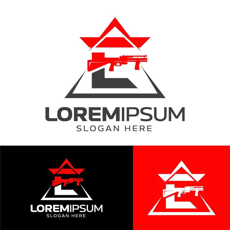 Vetor letra e com o logotipo da arma