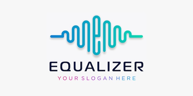 Letra E com pulso. elemento equalizador. modelo de logotipo
