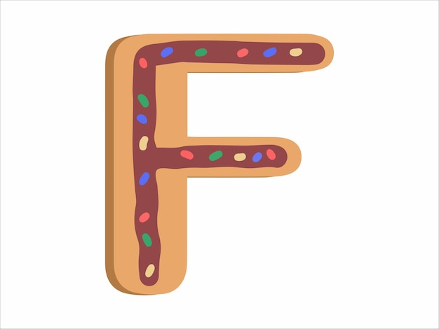 Vetor letra f com ilustração de donut