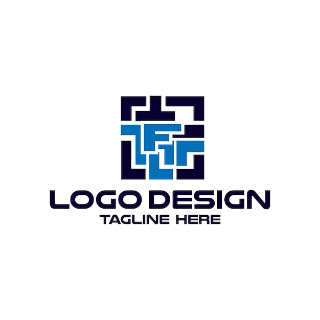 Letra f com vetor de design de logotipo de tecnologia barqode