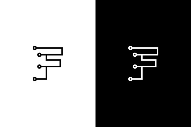 Vetor letra f design de letra de tecnologia tecnologia abstrata conexão de ponto cruz vetor logotipo ícone círculo