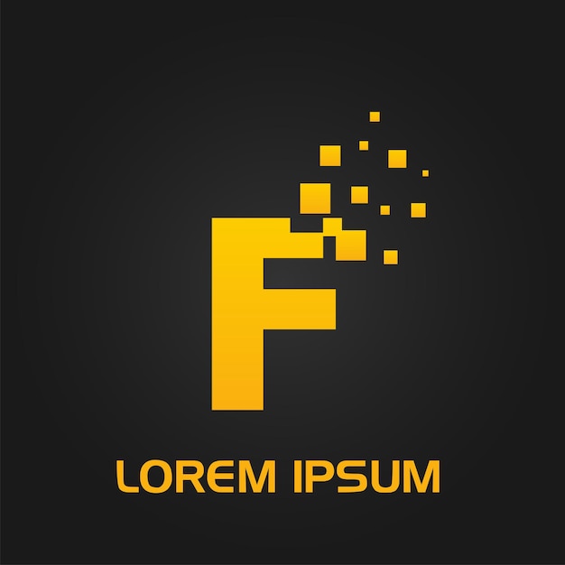 Letra F Pixel Flow Style Logo Inicial