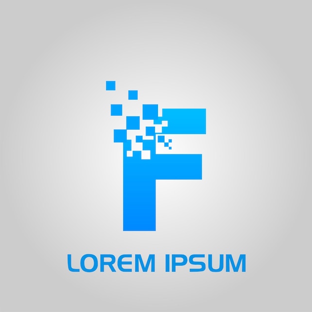 Letra F Pixel Flow Style Logo Inicial