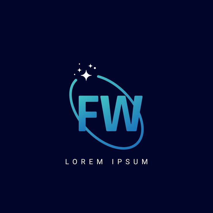 Vetor letra fw wf com logotipo de estorninho logotipo de estrela