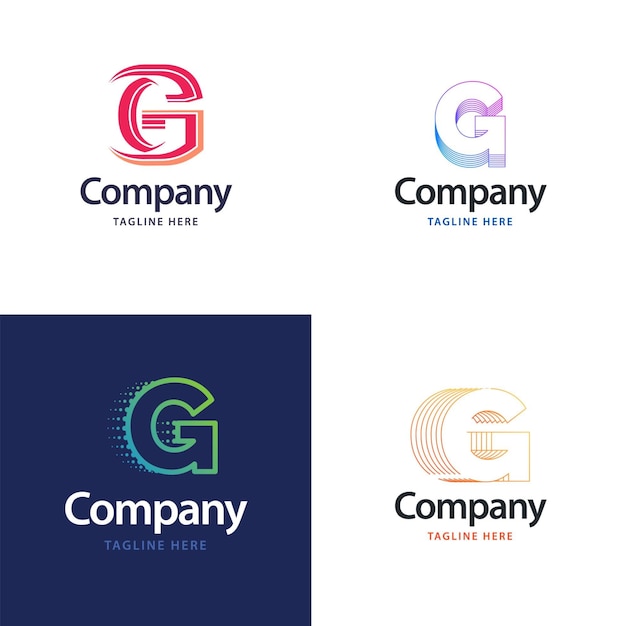 Letra G Big Logo Pack Design Criativo Design moderno de logotipos para sua empresa Vector Ilustração de nome de marca