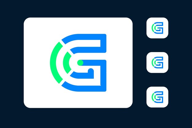 Vetor letra g com símbolo de rede