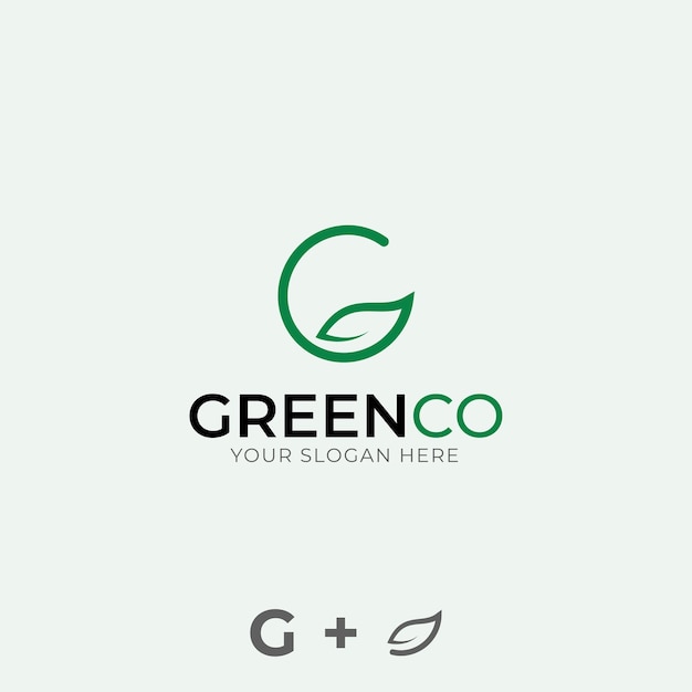 Letra g logotipo verde folha g logotipo marca de letra monograma ecologicamente correto