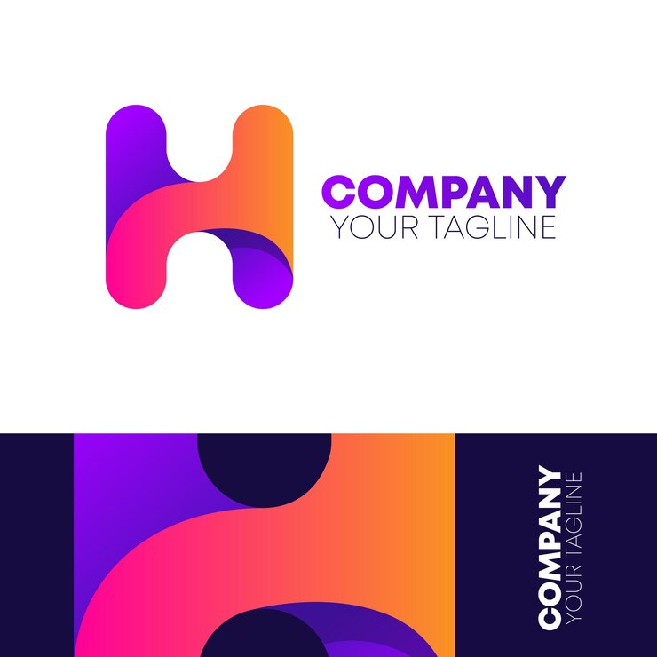 Letra H Gradient Logo Design