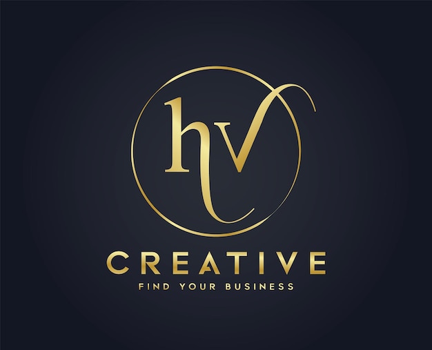 Letra hv cursive business logo