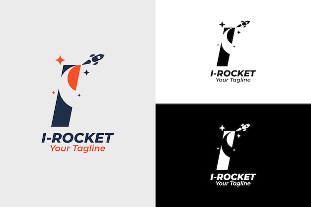 Vetor letra i e logotipo do foguete