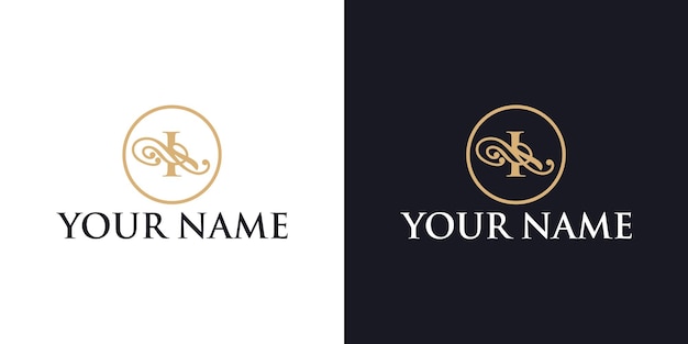 Letra i enfeite design de logotipo de luxo