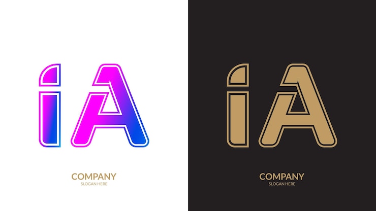 Vetor letra ia logotipo colorido no círculo elementos de modelo de design vetorial