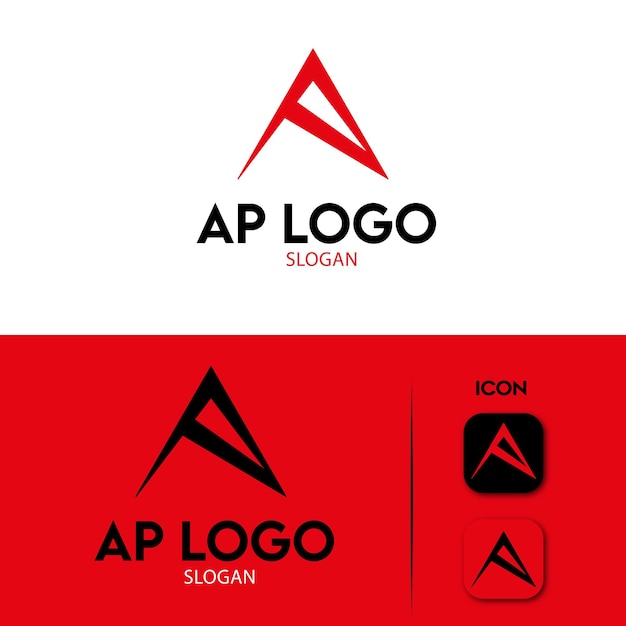 Letra inicial a e logotipo p com design de atletismo de pico