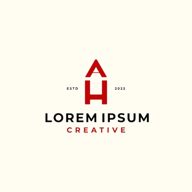 Letra inicial ah ha com lápis espaço criativo negativo inspiração para design de logotipo
