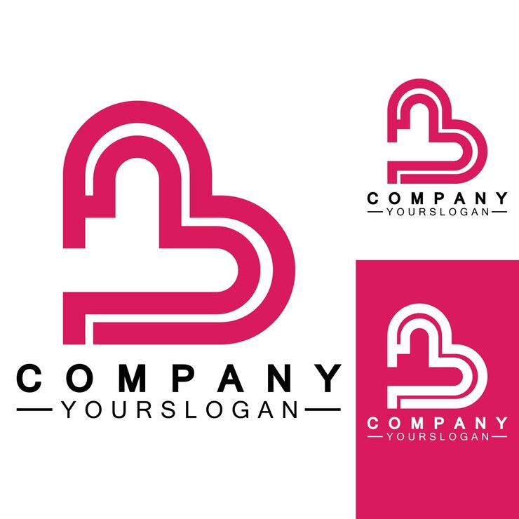 Vetor letra inicial b design de logotipo de coração de amor
