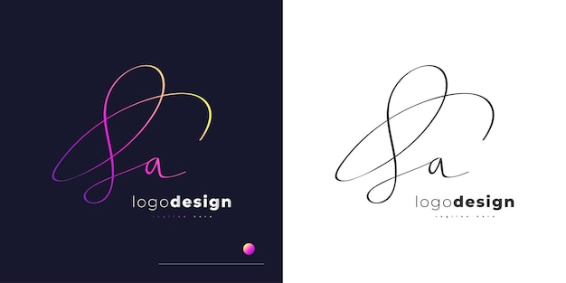 Vetor letra inicial colorida s e um design de logotipo com estilo de caligrafia. logotipo ou símbolo da assinatura de sa para casamento, moda, joias, boutique, botânica, floral ou identidade comercial