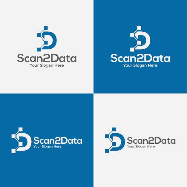 Vetor letra inicial d com logotipo de tecnologia para internet de tecnologia e negócios relacionados a dados.