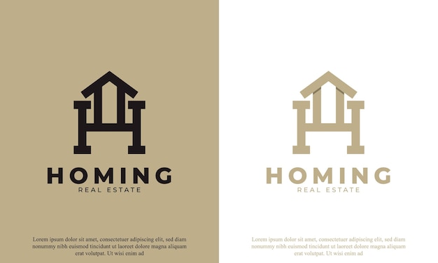 Letra inicial H com ícone de casa para elemento de modelo de design de logotipo de propriedade imobiliária