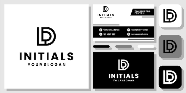 Letra inicial LD Monogram Icon Inspiração criativa no design do logotipo com modelo de layout Business Car