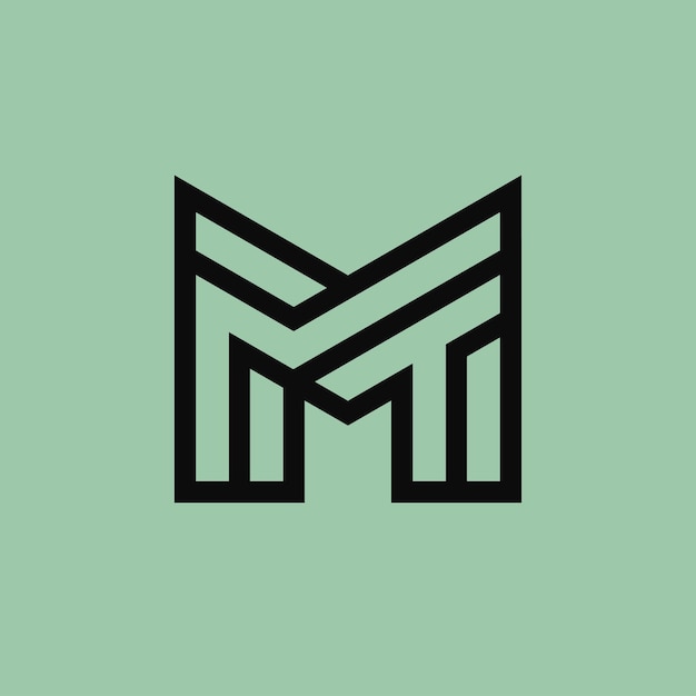 Vetor letra inicial mt ou logotipo do monograma tm