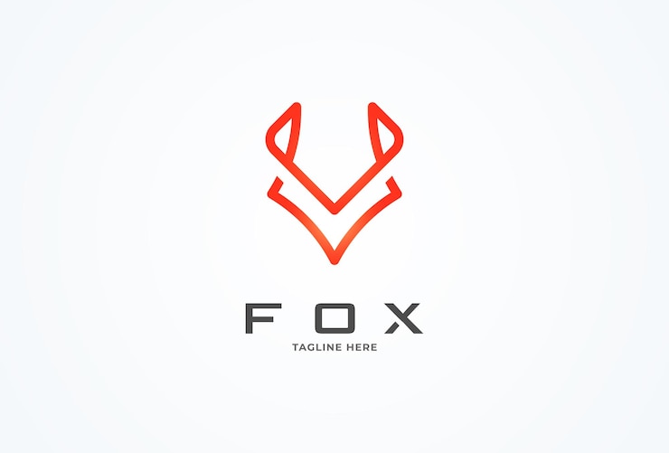 Vetor letra inicial v logotipo da fox cabeça de raposa minimalista com combinação da letra v